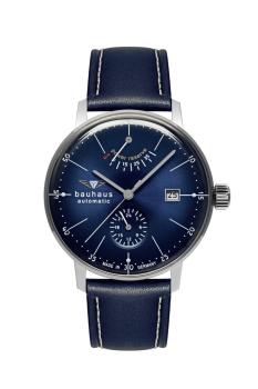 Bauhaus Herrenuhr Automatik mit Gangreserveanzeige und Lederarmband